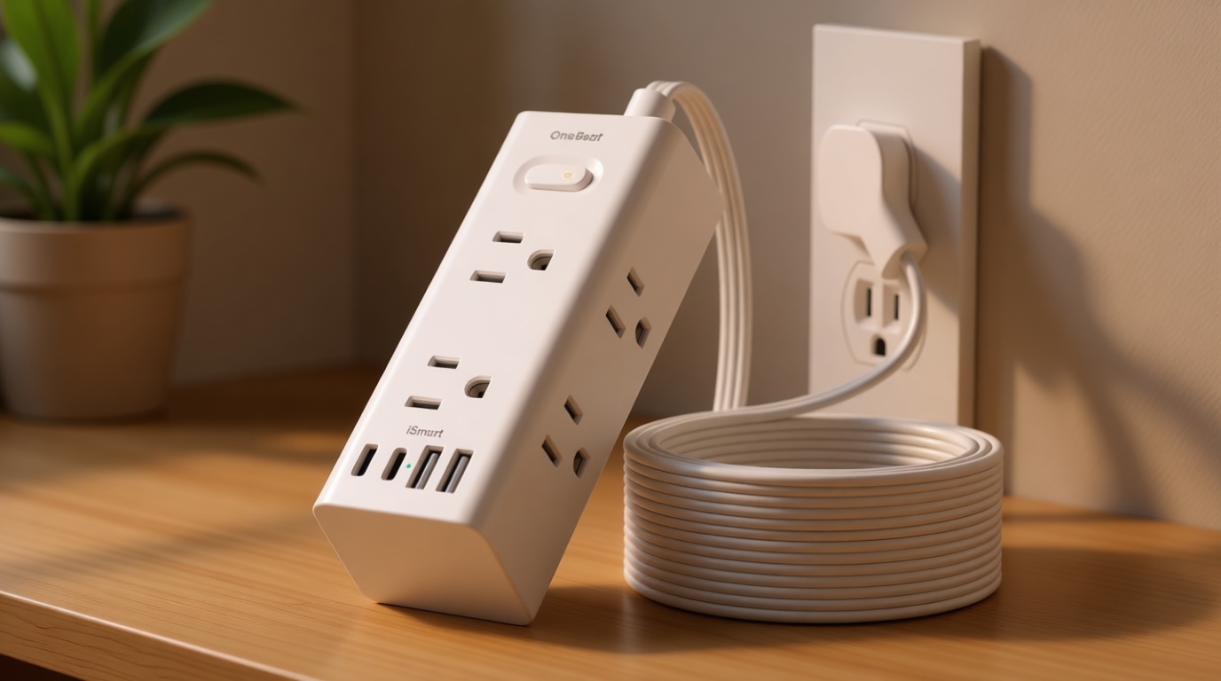 One Beat 10Ft Extension Cord with Multiple Outlets,Flat Plug Power Strip Surge Protector with 10 Ft Long Cord,6 Outlet 4 USB Ports (2USB C),Multi Outlet Wall Plug for Travel,College,Dorm Essentials