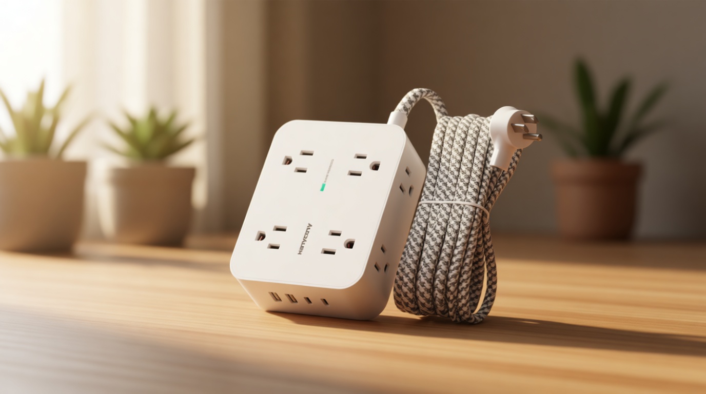 Surge Protector Power Strip - HANYCONY 8 Outlets 4 USB (2 USB C) Charging Ports, Multi Plug Outlet Extender, 5Ft Braided Extension Cord, Flat Plug Wall Mount Desk Charging Station for Home Office ETL