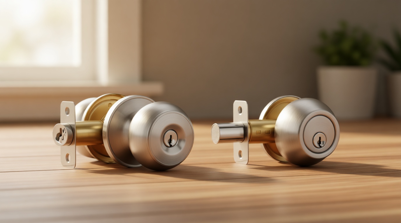 3 Sets Entry Door Knob and Single Cylinder Deadbolt Combo Set, Keyed Alike Round Ball Satin Nickel Exterior Door Knobs with Lock and Keys for Entrance and Front Door