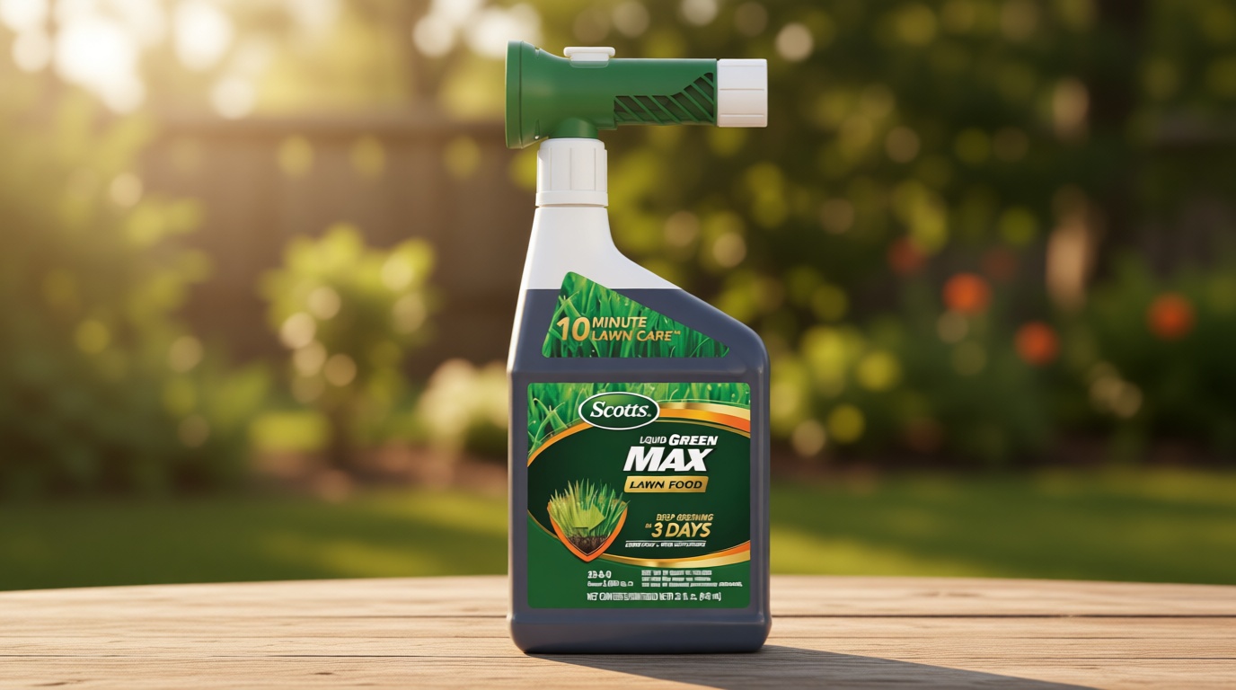 Scotts Liquid Green Max Lawn Food - Liquid Lawn Fertilizer and Iron Supplement, for Any Grass Type, 29-0-0 NPK, 32 fl. oz.