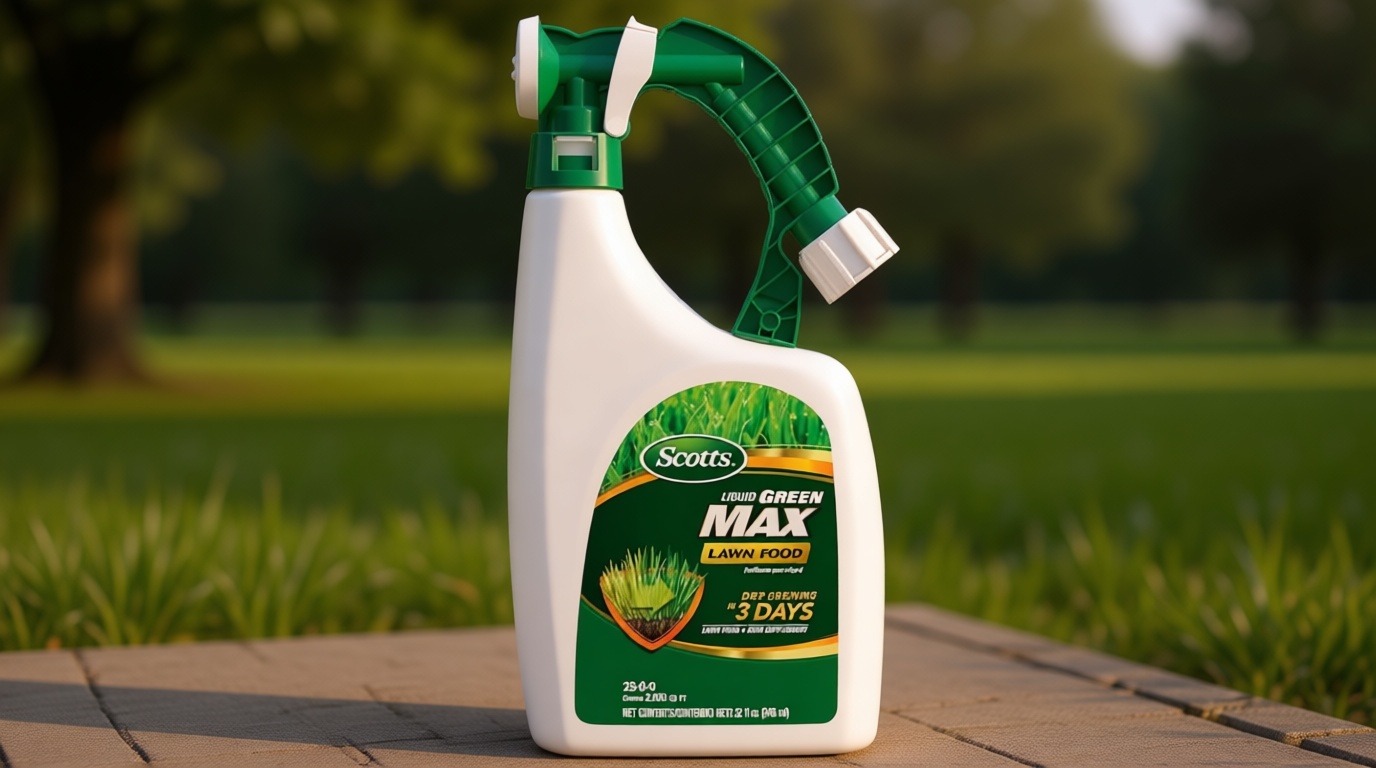 Scotts Liquid Green Max Lawn Food: 2,000 sq. ft., 2-in-1 Fertilizer and Iron Supplement, Use on Any Grass Type, 32 oz.