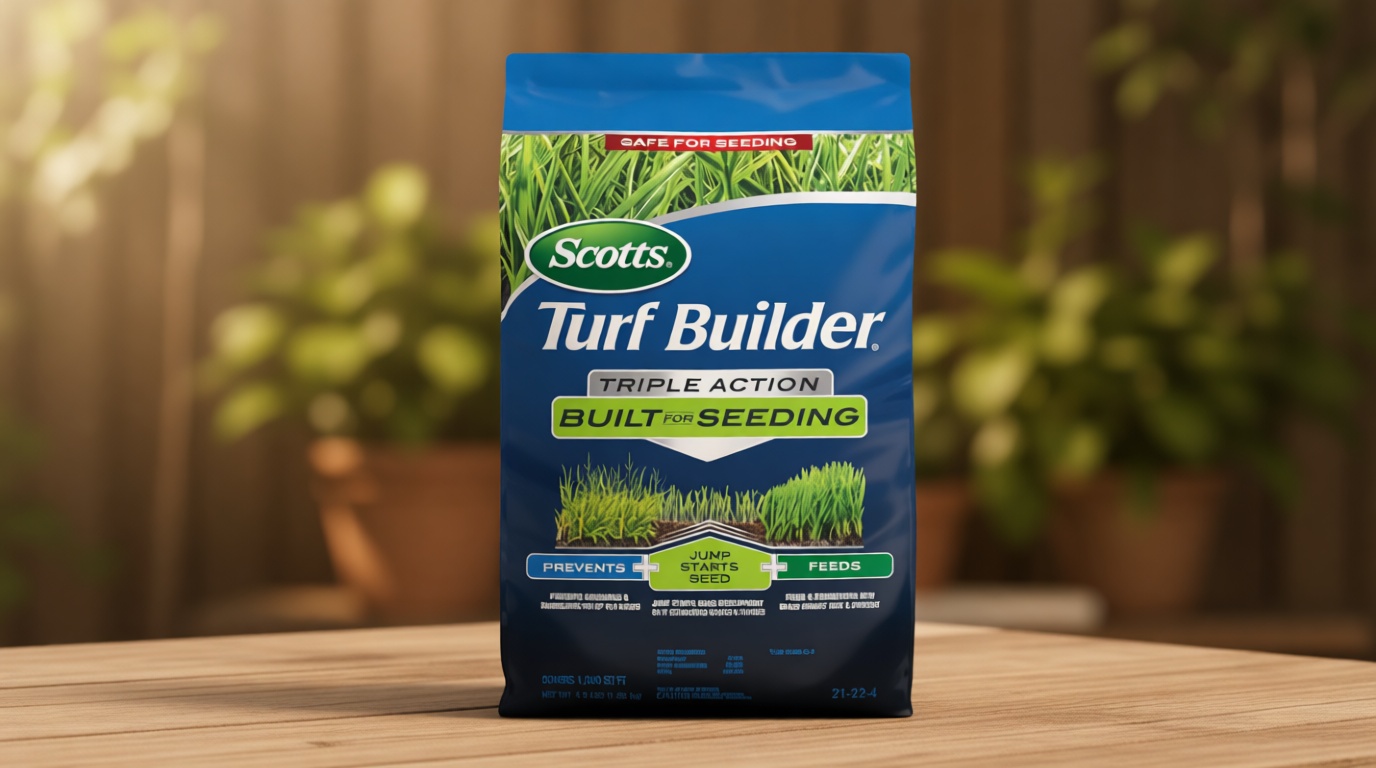Scotts Turf Builder Triple Action Built for Seeding -Weed Preventer and Fertilizer for New Lawns, Lawn Food, 1,000 sq. ft., 4.3 lb.