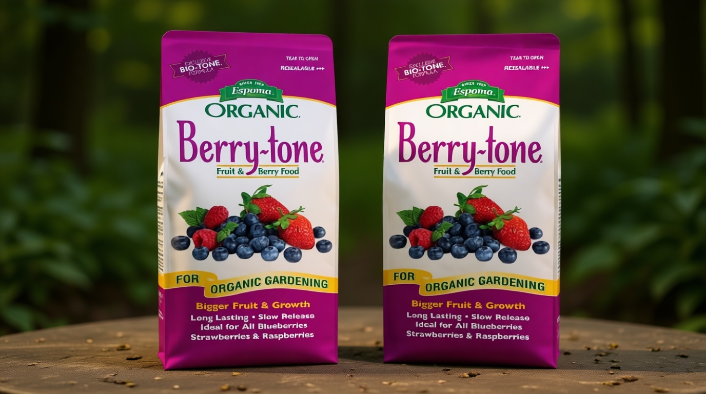 Espoma Organic Berry-Tone 4-3-4 Natural & Organic Fertilizer and Plant Food for All Berries. 4 lb. Bag. Use for Planting & Feeding to Promote Bountiful Harvest - Pack of 2