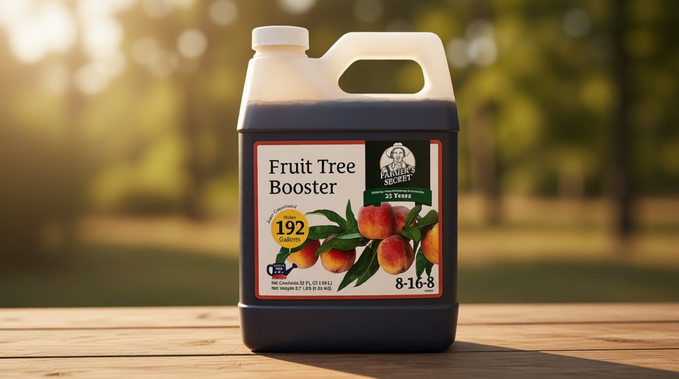 Farmer's Secret Fruit Tree Booster Fertilizer (32oz) - Super Concentrated and Phosphorus Rich - Formulated for All Fruit Trees Including Peach, Banana, and Apple
