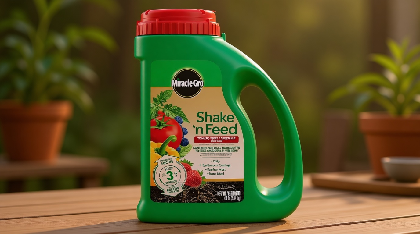 Miracle-Gro Shake 'N Feed Tomato, Fruit and Vegetable Plant Food - Fertilizer for Vegetable Gardens, for In-Ground and Container Plants, Feeds up to 3 Months, 4.5 lb.