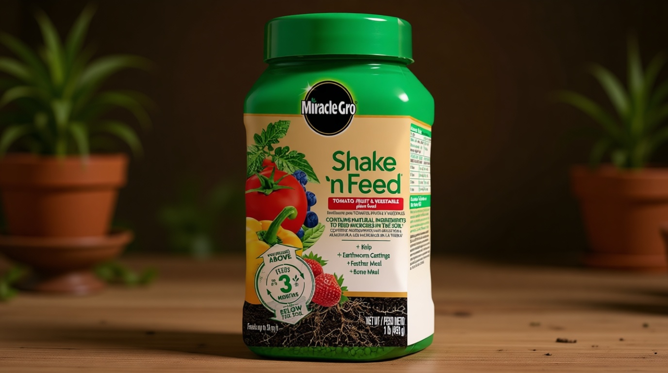 Miracle-Gro Shake 'N Feed Tomato, Fruit and Vegetable Plant Food - Fertilizer for Vegetable Gardens, for In-Ground and Container Plants, Feeds up to 3 Months, 1 lb.