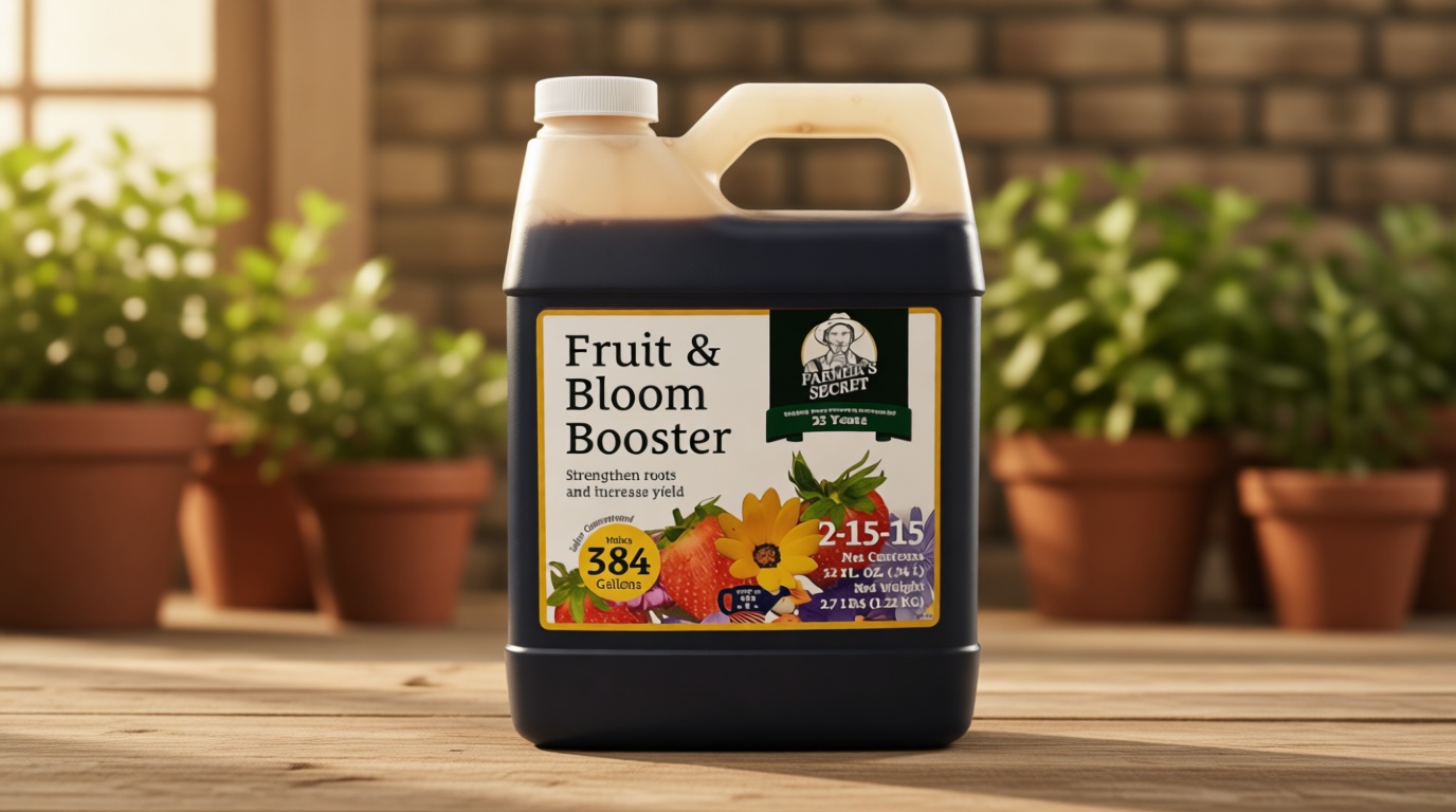 Farmer’s Secret Fruit & Bloom Booster Fertilizer (32oz) - Super Concentrated - Boosts Flowering and Yield on All Varieties of Fruits, Vegetables and Flowers