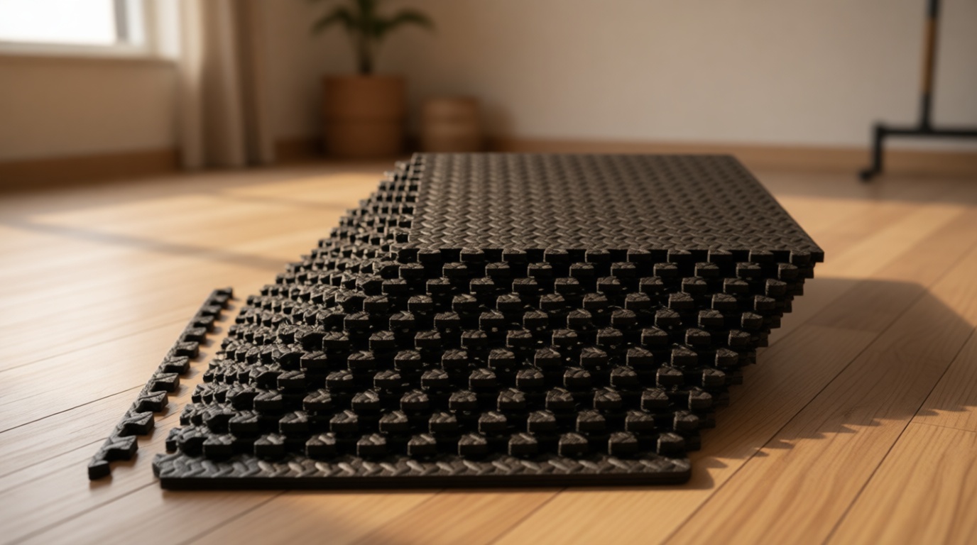 ProsourceFit Exercise Puzzle Mat ½-inch, EVA Interlocking Foam Floor Tiles for Home Gym, Workout Equipment, Kids Play Areas, Black, 48 SQ FT - 12 Tiles