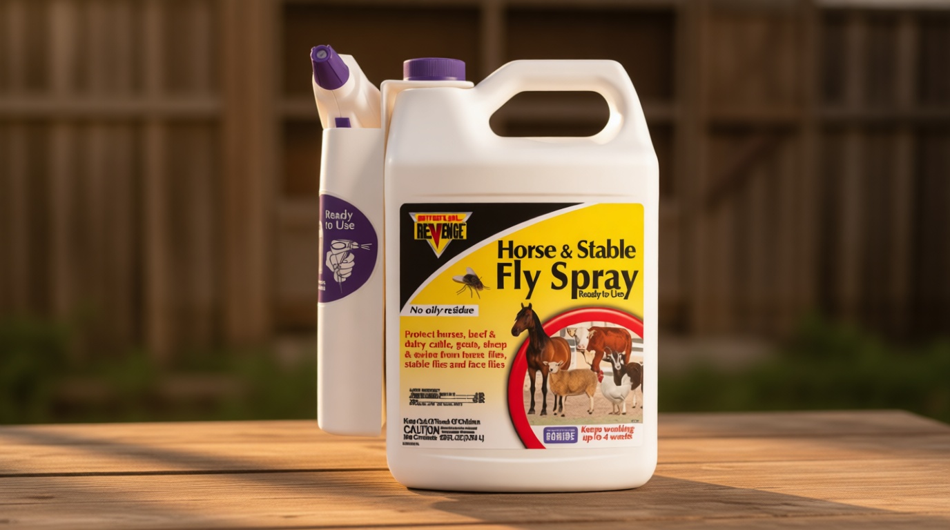 REVENGE Horse & Stable Fly Spray, 128 oz Ready-to-Use with Power Sprayer, Long Lasting Flea and Tick Control
