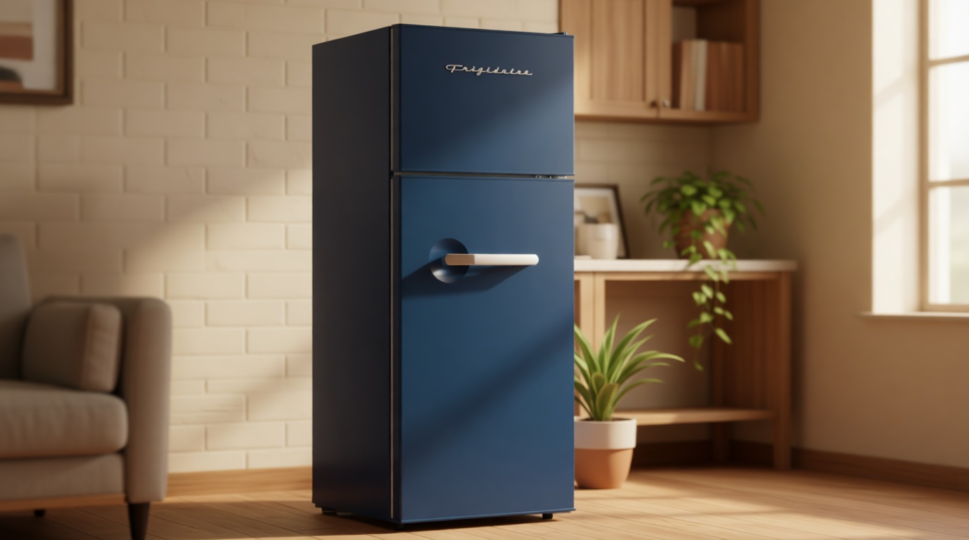 Frigidaire Retro Apartment Size Refrigerator with Top Freezer - 2 Door Fridge with 7.5 Cu Ft of Storage Capacity, Adjustable Spill-Proof Shelves, Door & Crisper Bins, Azure