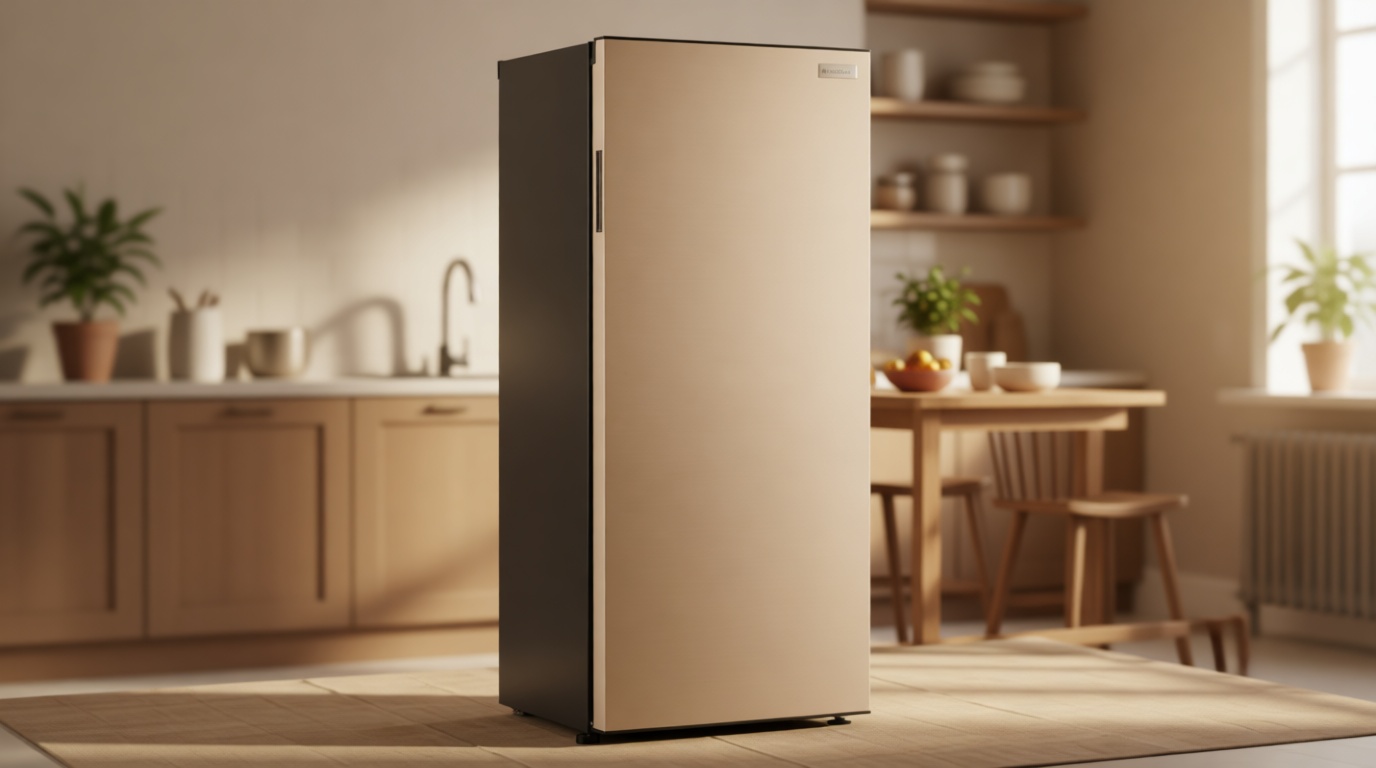 Frigidaire 10 Cu. Ft. Upright Convertible Fridge/Freezer, Reversible Door, Removable Glass Shelves, Adjustable Controls, Platinum Finish