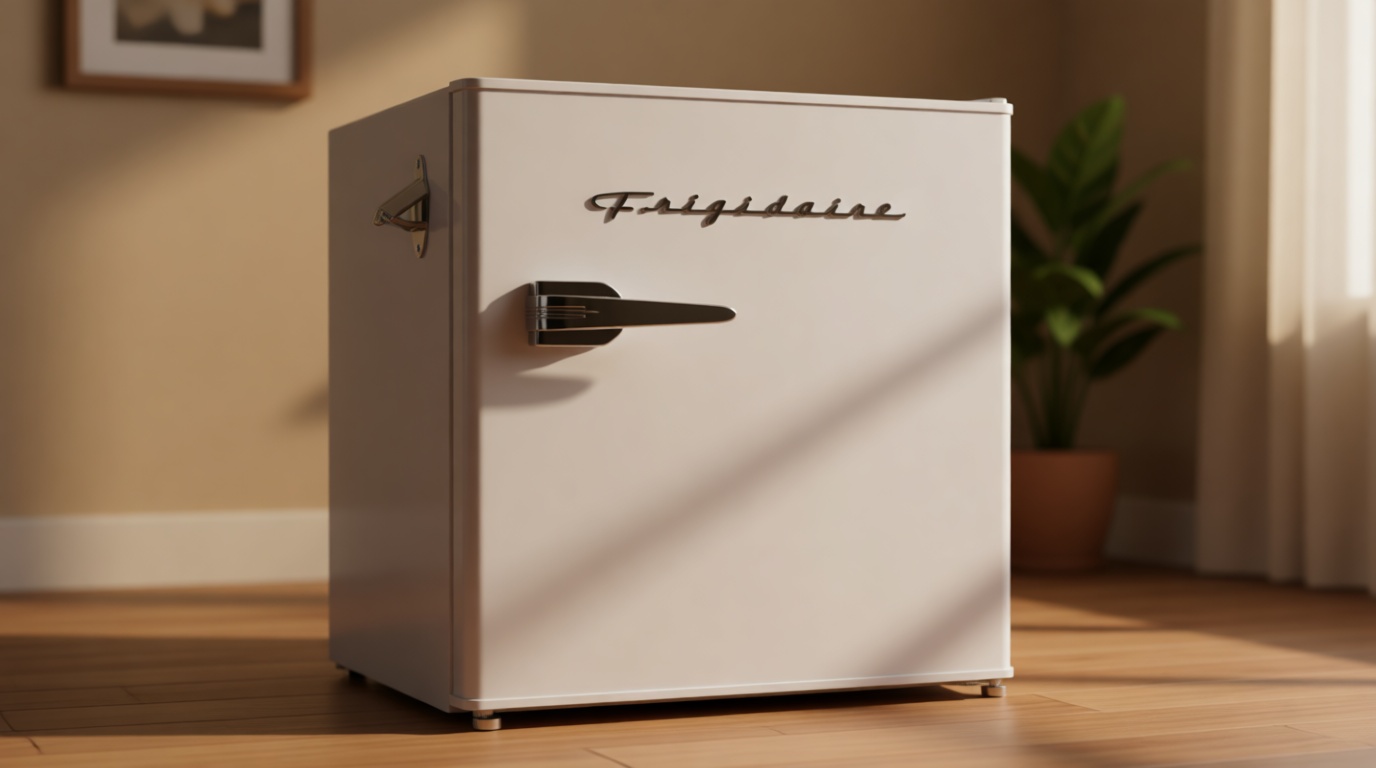 Frigidaire EFR176 1.6 cu. ft. Retro Bar Fridge with Side Bottle Opener (Moonbeam) ENERGY STAR