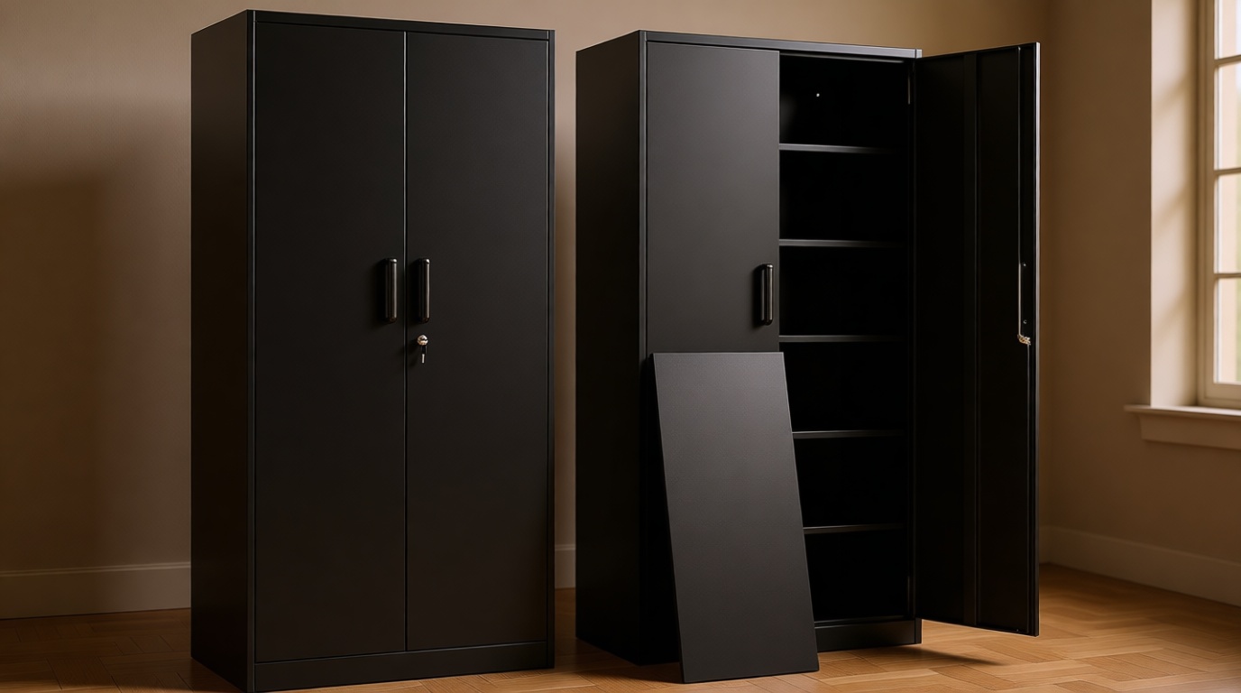 Yizosh Metal Garage Storage Cabinet with 2 Doors and 5 Adjustable Shelves - 71" Steel Lockable File Cabinet,Locking Tool Cabinets for Office,Home,Garage,Gym,School (Black) Recycled Claim Standard Blended