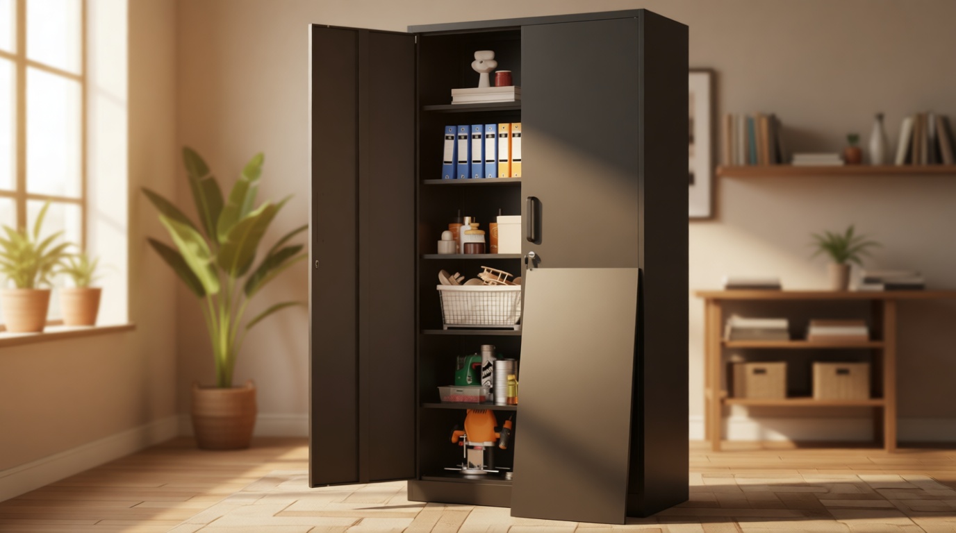 SISESOL Wide & Deep Metal Storage Cabinet with 2 Doors and 6 Shelves,72x36x18 Garage Storage Cabinet,Tall Black Locking Metal Cabinets with Lock,Steel Locked Cabinets for Home,Office,Garage,School Recycled Claim Standard 100 Recycled Claim Standard Blended