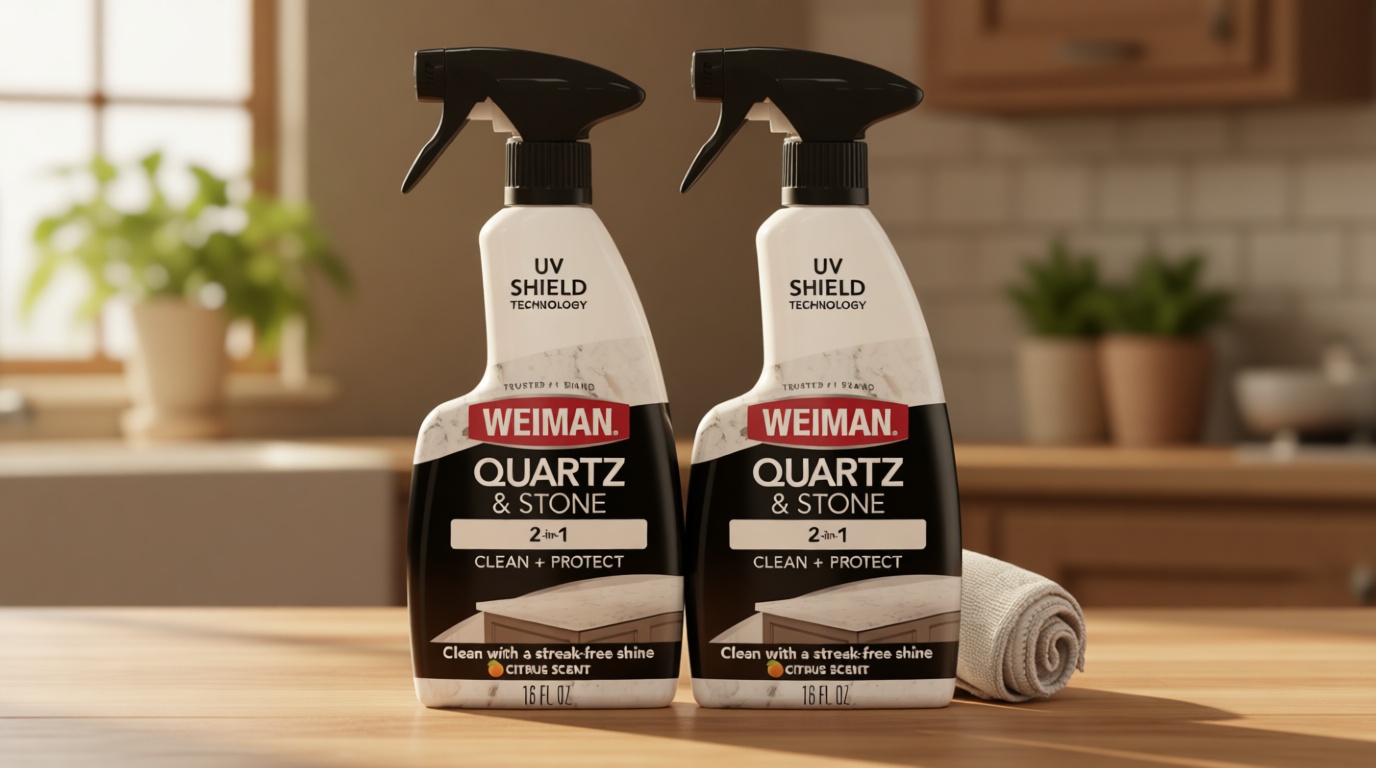 Weiman Quartz Countertop Cleaner and Polish (2 Pack w/Micro Towel) Clean and Shine Your Quartz Countertops Islands and Stone Surfaces with Ultra Violet Protection