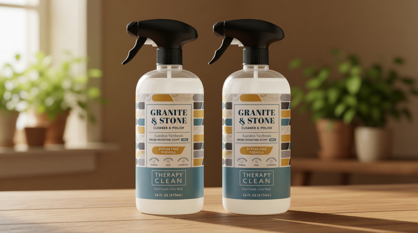 Therapy Granite Cleaner & Polish (2 Pack) - Granite Countertop Cleaner for Marble, Soapstone, Quartz, Quartzite, Slate, Limestone, Corian, Laminate, Tile Countertop, Headstone