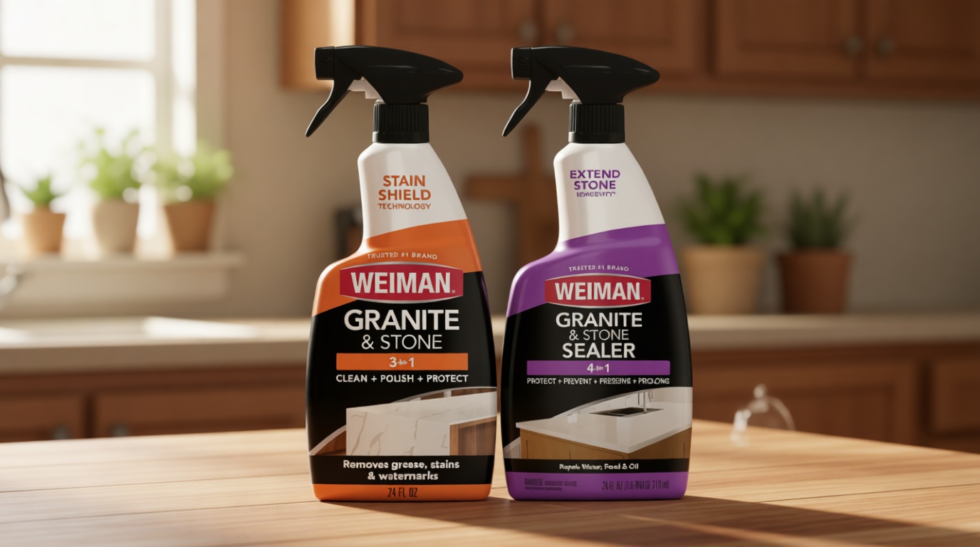 Weiman Stone & Granite Countertop Cleaner and Sealer Kit – Clean, Polish & Protect Natural Stone & Granite Sealer – Streak-Free – Safe for Granite, Marble & Quartz – 2 Pack (24 oz Each)