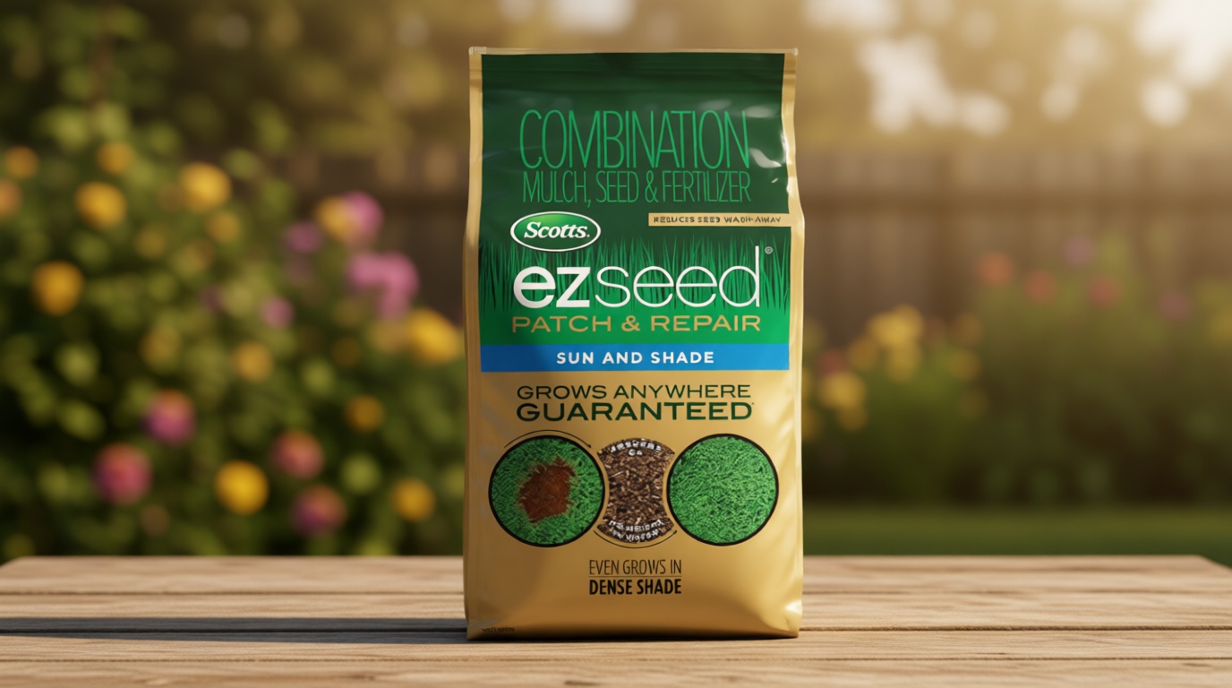 Scotts EZ Seed Patch & Repair for Sun and Shade Combination Mulch, Sun and Shade Grass Seed and Fertilizer for Bare Spots and Repair, Grows Anywhere, 10 lbs.