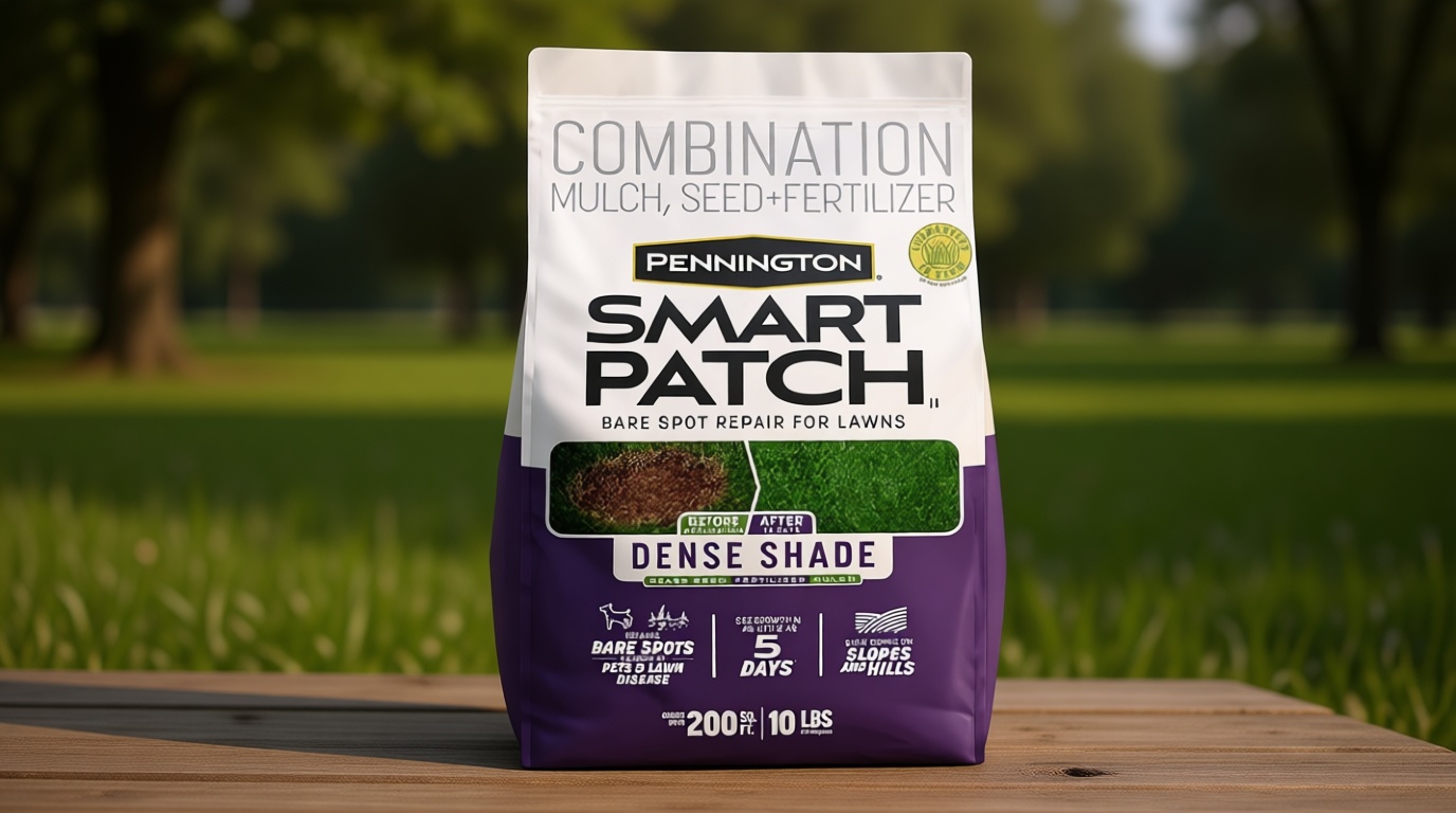 Pennington Smart Patch Dense Shade 10lb 200 sq. ft. Grass Seed Bare Spot Repair with Mulch and Fertilizer, Green