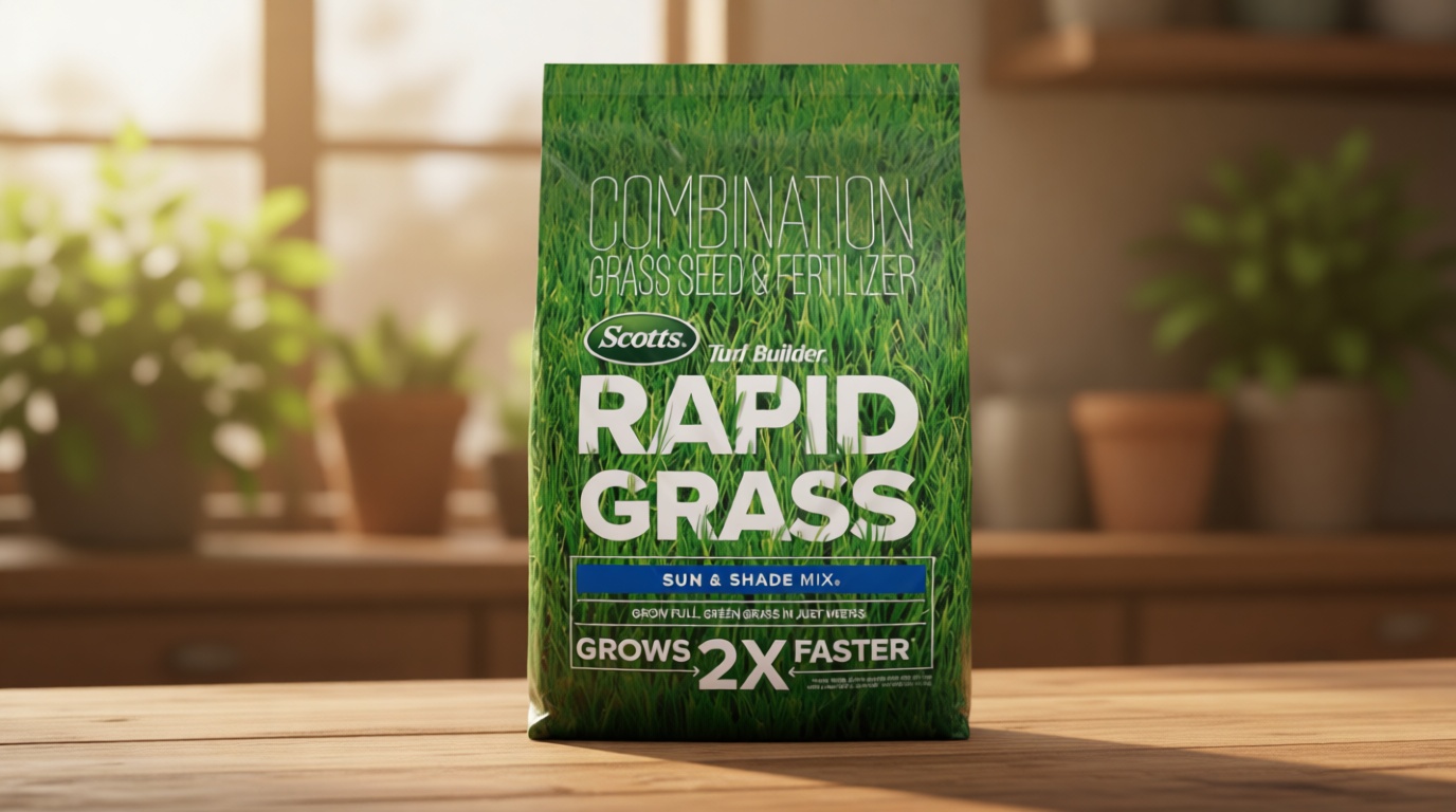 Scotts Turf Builder Rapid Grass Sun and Shade Mix - Combination Grass Seed & Lawn Fertilizer, Covers Up To 8,000 sq. ft., 16 lb.