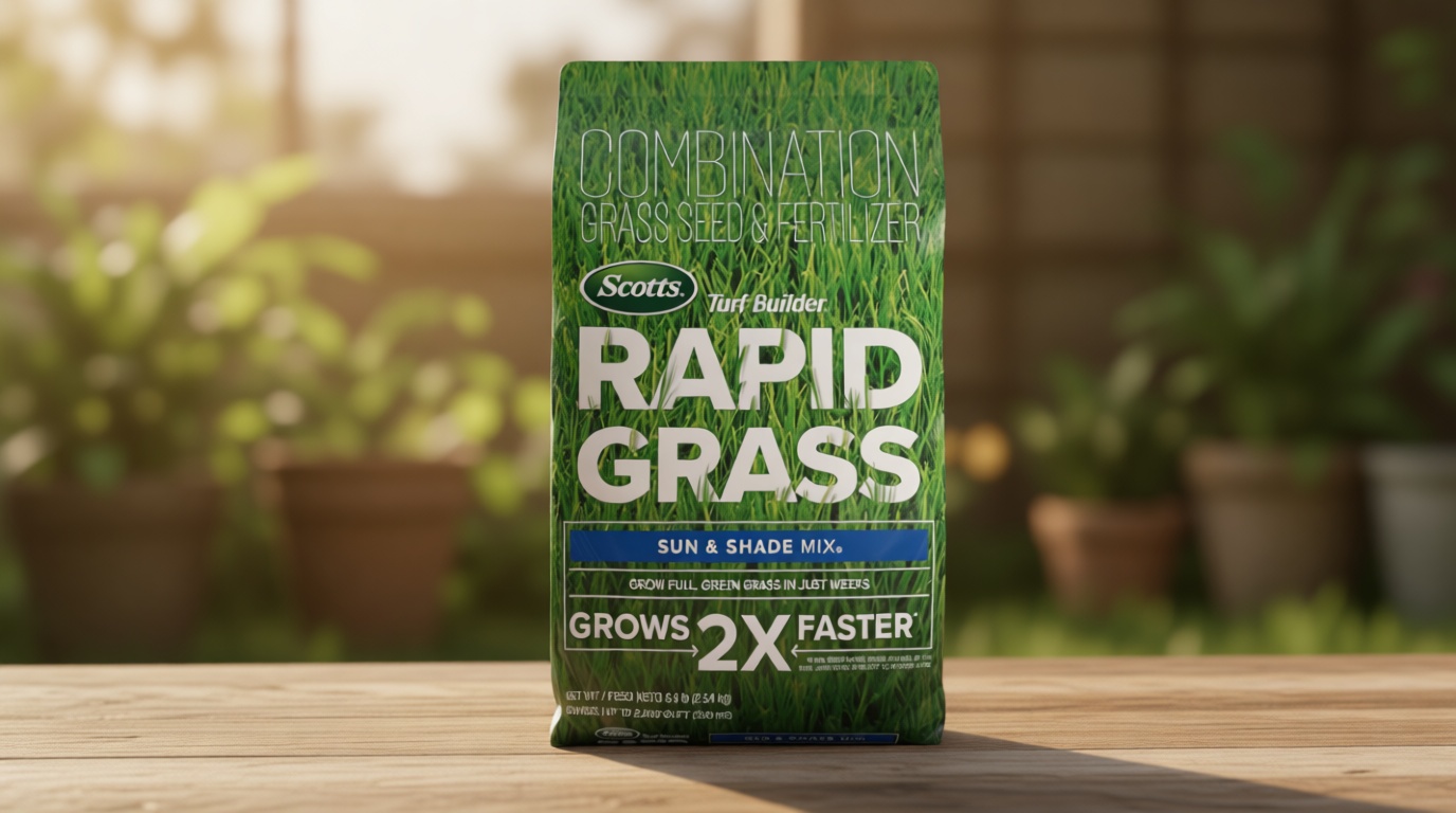 Scotts Turf Builder Rapid Grass Sun and Shade Mix - Combination Grass Seed & Lawn Fertilizer, Covers Up to 2,800 sq. ft., 5.6 lb.