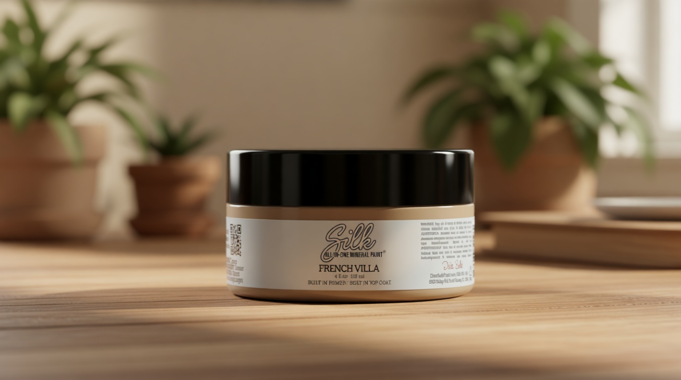 Dixie Belle Silk All-in-One Mineral Paint | French Villa (4oz) | Soft Warm Greige All-in-One Water Based Primer + Topcoat | Durable Furniture Paint | Low Reflective Finish