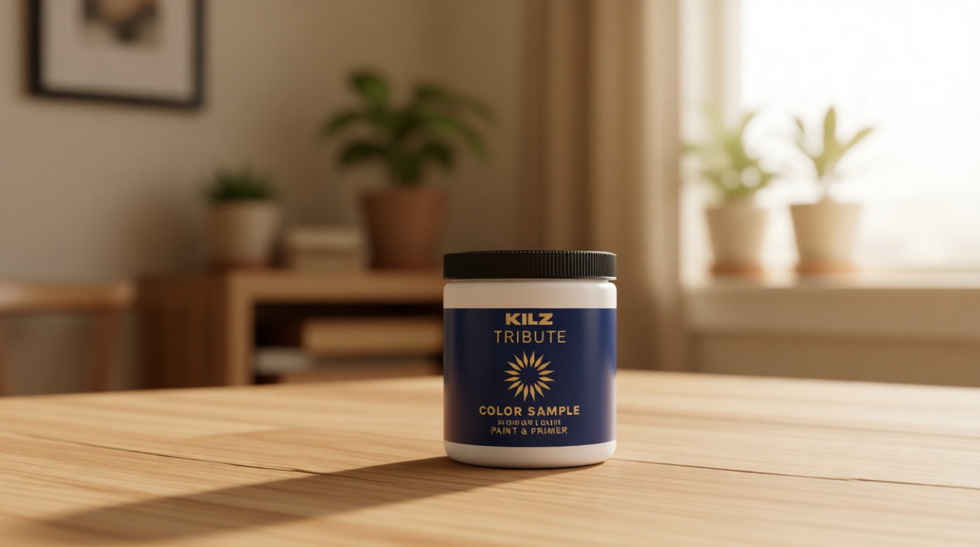 KILZ TRIBUTE Paint & Primer, Interior, Color Sample, Vintage Indigo, 8 Ounces