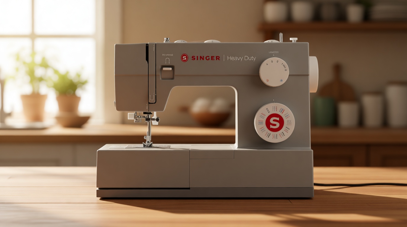 SINGER® Heavy Duty 4452 (Grey) High Speed Sewing Machine + Accessories | 32 Built-In Stitches Deliver 110 Stitch Applications | 50% More Power for Thick Fabrics, 1100 Stitches/Min, 1-Step Buttonhole