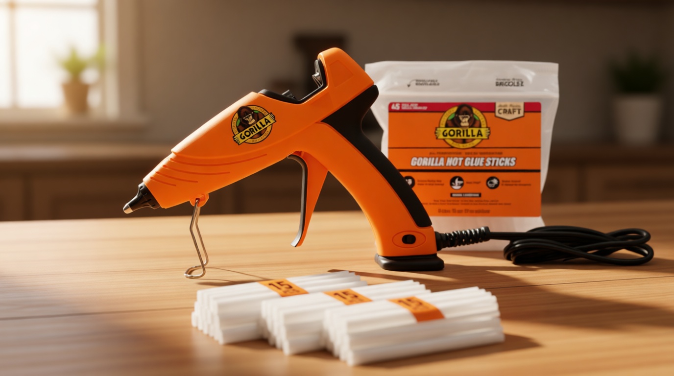 Gorilla Hot Glue Gun Kit (Pack of 1 Full Size Hot Glue Gun and 45 Sticks) - Dual Temp, Precision Nozzle, and Easy Squeeze Trigger