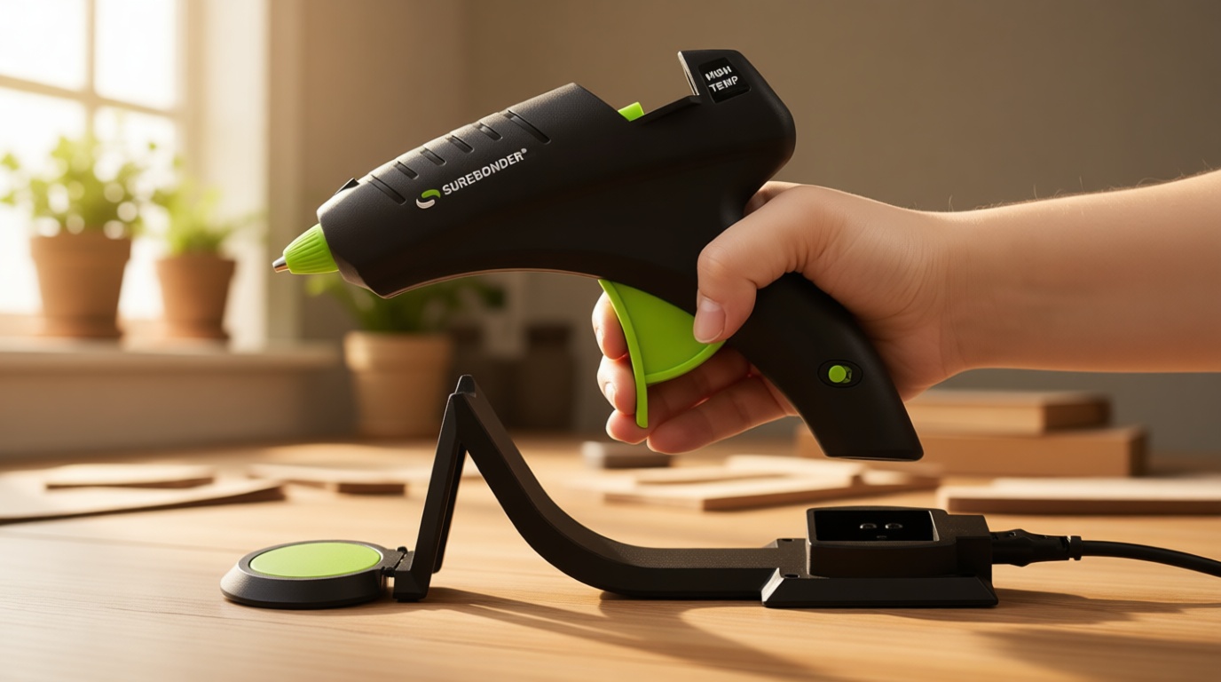 Surebonder Cordless Hot Glue Gun, High Temperature, Full Size, 60W, 50% More Power - Sturdily Bonds Metal, Wood, Ceramics, Leather & Other Strong Materials (Specialty Series CL-800F)