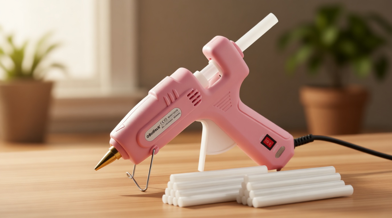 ROMECH Full Size Hot Glue Gun with 60/100W Dual Power and 21 Hot Glue Sticks (7/16"), Fast Preheating Heavy Duty Industrial Gluegun with Storage Case for Crafting, DIY and Repairs (Pink)
