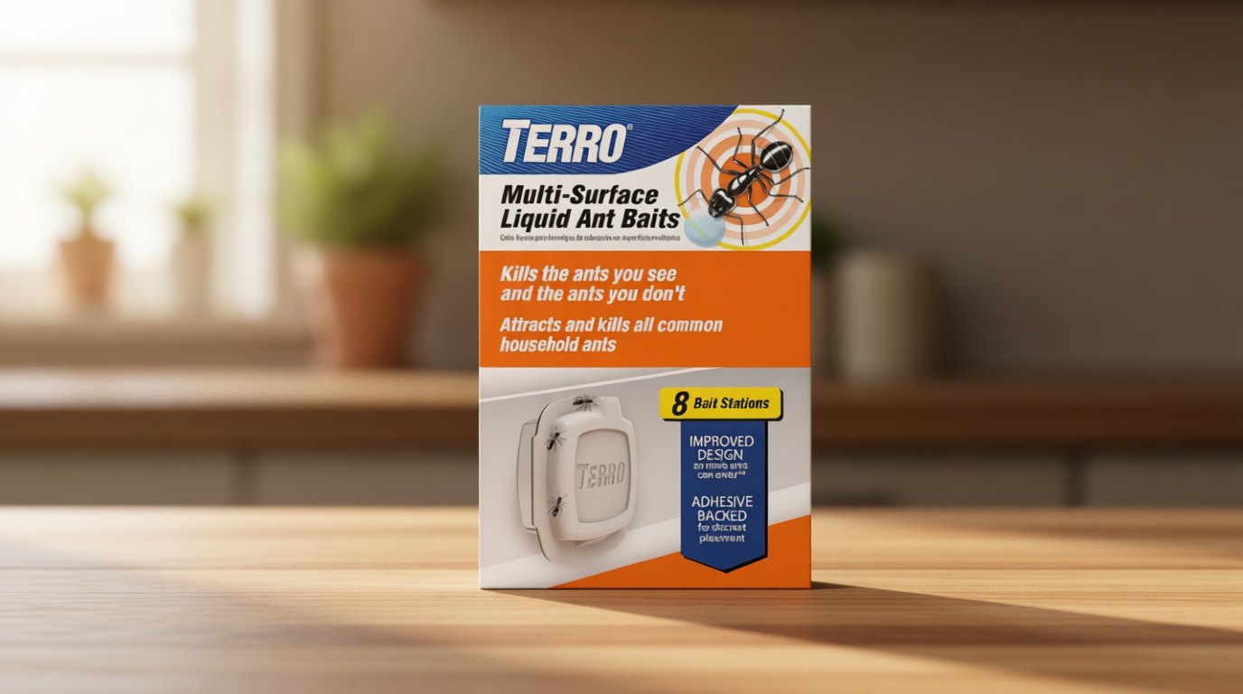 TERRO Indoor Liquid Ant Baits with Adhesive Strips for Discreet Baiting - TERRO Ant Trap and Bait Station - 8 Pack - T334SR