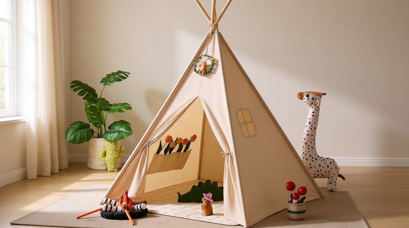 Tiny Land Teepee Tent for Kids with Star Lights, Foldable Play Tent for Girls & Boys, Washable Indoor Toddler Tent, Cozy Warm Reading Nook & Room Decor Global Recycled Standard