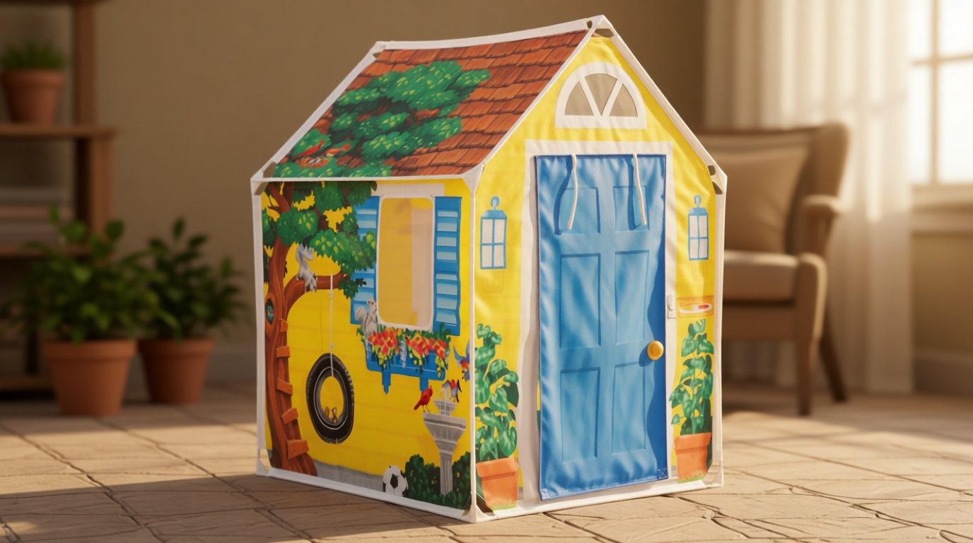 Melissa & Doug Cozy Cottage Fabric Play Tent and Storage Tote, Yellow