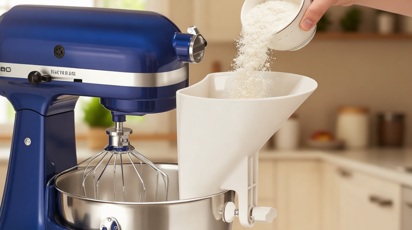 KingofKings Funnel for Kitchen Aid Accessories and Attachments, Flour Funnels for Kitchenaid Mixer Attachments, Wide Mouth Pouring Chute Baking Supplies for Cake, Mother Day Gift for Women, Mom