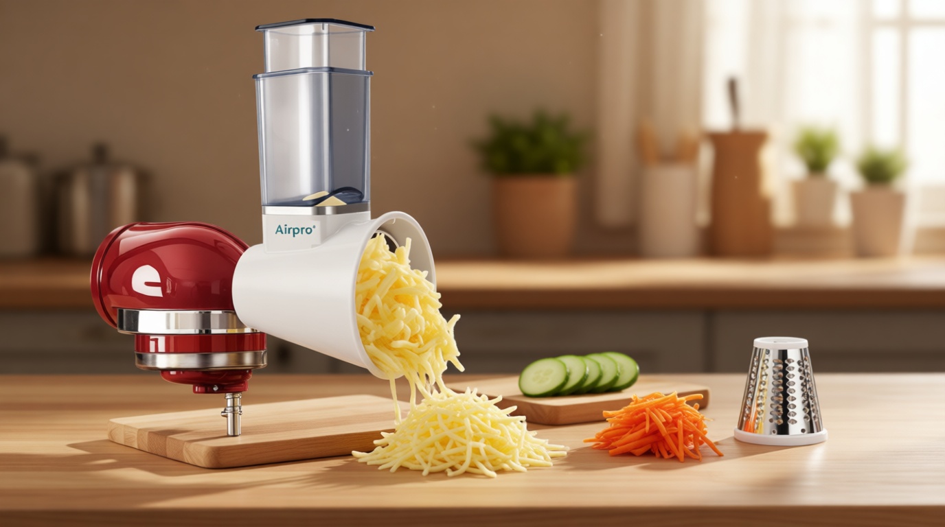 Slicer Shredder Attachment for Kitchenaid Stand Mixer, Salad Machine with Vegetable Slicer, Salad Maker, Food Slicers Cheese Grater Attachments for Kitchenaid Mixer Dishwasher Safe By Airpro,Blue