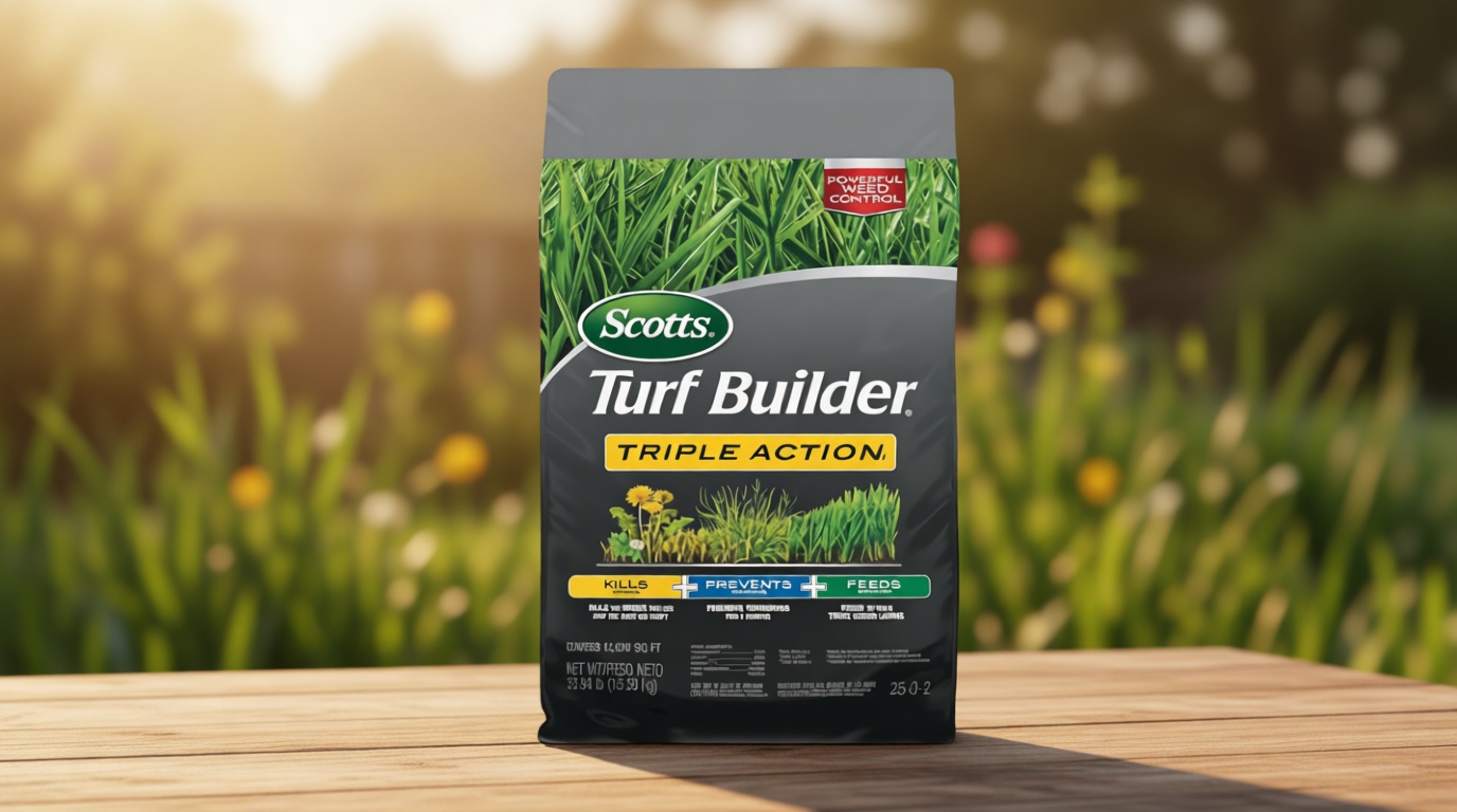 Scotts Turf Builder Triple Action1 - Weed Control, Lawn Weed Killer, Crabgrass Preventer, and Grass Fertilizer for Lawns, Covers 12,000 sq. ft., 33.94 lb.