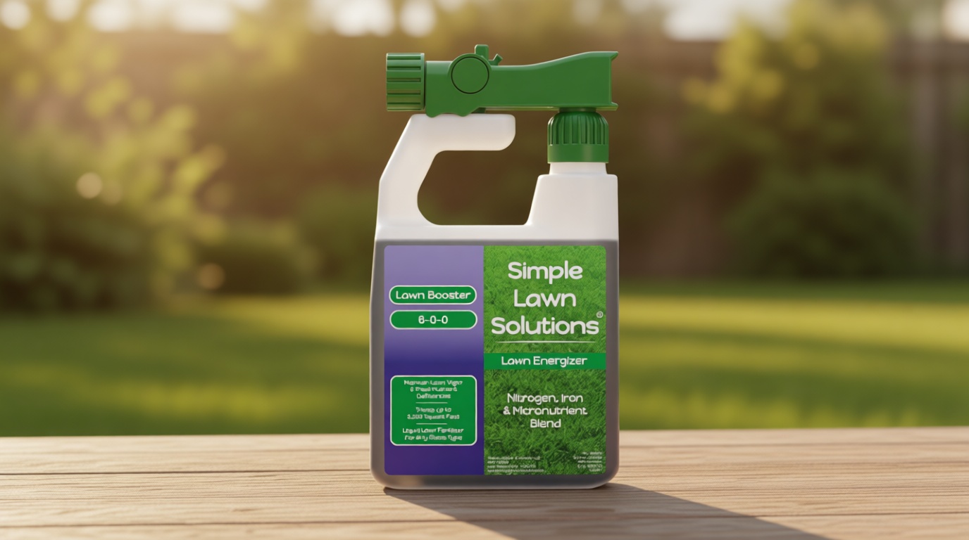 Commercial Grade Lawn Fertilizer with Iron- Liquid Fertilizer Spray- Nitrogen and Iron for Deeper Green Turf- Any Grass Type - Simple Lawn Solutions - Lawn Energizer - 32 Ounce