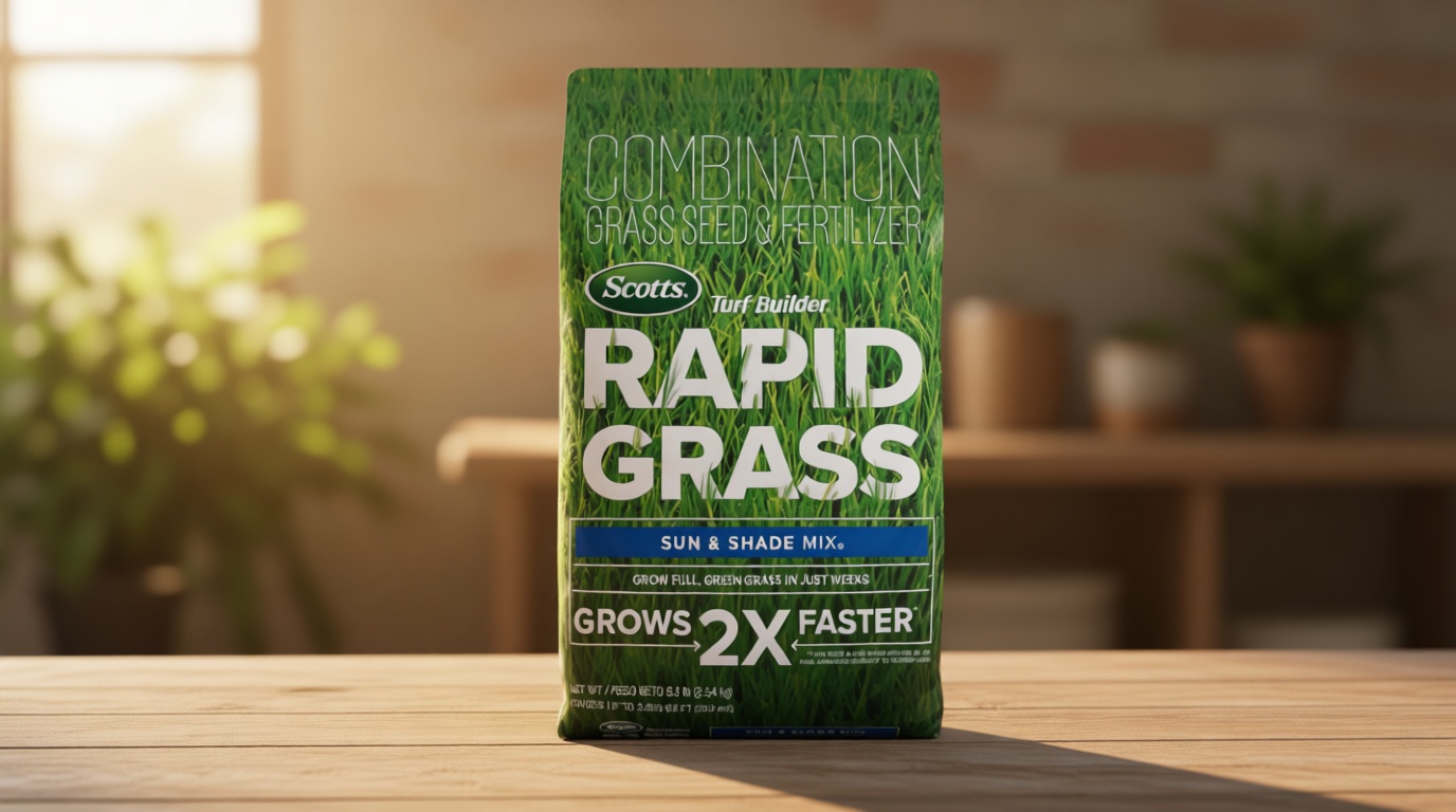 Scotts Turf Builder Rapid Grass Sun and Shade Mix - Combination Grass Seed & Lawn Fertilizer, Covers Up to 2,800 sq. ft., 5.6 lb.