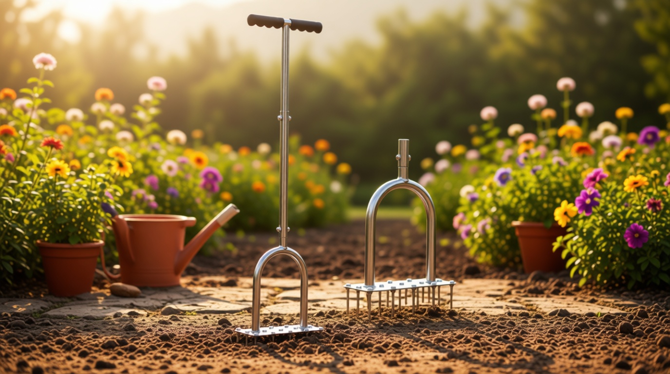 Walensee Lawn Aerator Spike Metal Manual Dethatching Soil Aerating Lawn with 15 Iron Spikes, Pre-Assembled Grass Plug Aerator Tools for Yard, Lawn Aeration, Garden Tool, Revives Lawn Health, Patented