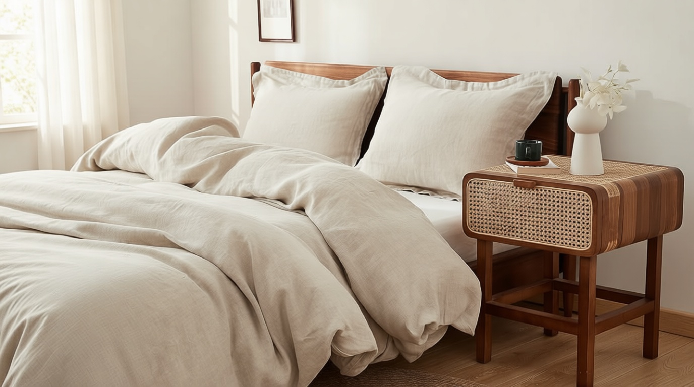 Simple&Opulence 100% Linen Duvet Cover Set 3pcs Basic Style Natural French Washed Flax Solid Color Soft Breathable Farmhouse Bedding with Button Closure - Linen, King OEKO-TEX STANDARD 100