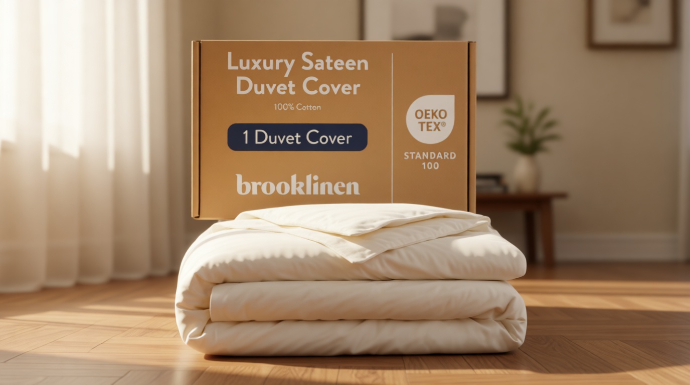 Brooklinen Luxury Sateen Duvet Cover - 100% Cotton, Full/Queen Size in Cream with Extra-Long Corner Ties and Button Closure - Best Full/Queen Duvet Covers