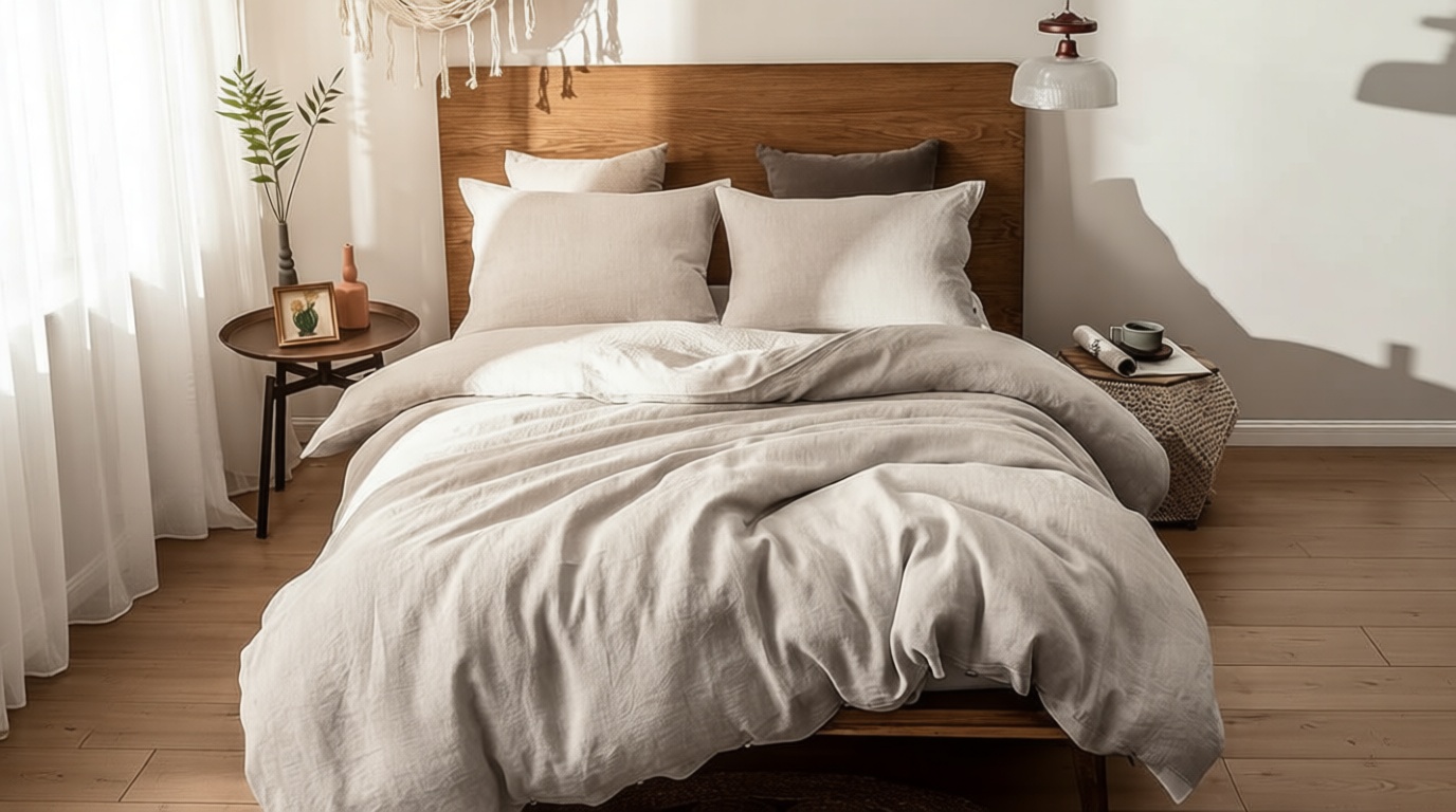Simple&Opulence 100% Linen Duvet Cover Set, 3 Pieces Belgian Flax Breathable Bedding, 1 Comforter Cover+2 Pillowshams with Coconut Button Closure(Full,Linen) OEKO-TEX STANDARD 100