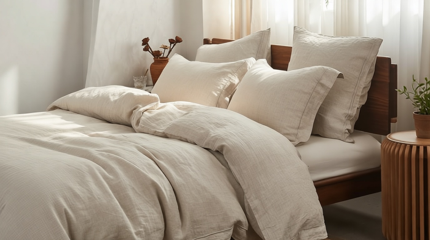 Simple&Opulence 100% Washed Linen Duvet Cover Set with Embroidered,3 Pieces Soft Farmhouse Comforter Set with Button Closure,1 Duvet Cover and 2 Pillowshams(King,Natural Linen) OEKO-TEX STANDARD 100
