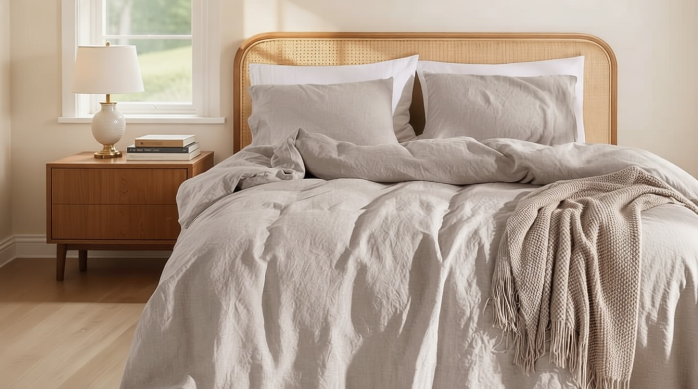 LBRO2M 100% France Linen Duvet Cover Set Queen Size 3 Pcs Natural Flax Comforter Cover with Zipper Closure 2 Pillowcase Breathable Duvet Cover (Linen Queen) OEKO-TEX STANDARD 100