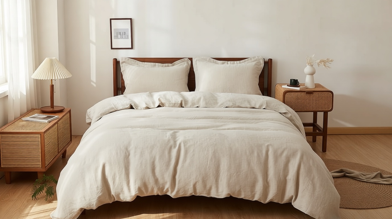 Simple&Opulence 100% Linen Duvet Cover Set, 3 PCS Natural French Flax Linen Duvet Cover Queen Size, Breathable Soft Comfy Linen Bedding Comforter Cover with 2 Pillowcases(Linen, 88"x92") OEKO-TEX STANDARD 100