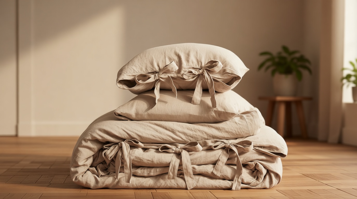 Simple&Opulence 100% Linen Duvet Cover Set, 3 Pieces Belgian Flax Breathable Bedding, Queen Size 88''x92'' (1 Comforter Cover+2 Pillowshams) with Tie Closure Style,Linen OEKO-TEX STANDARD 100