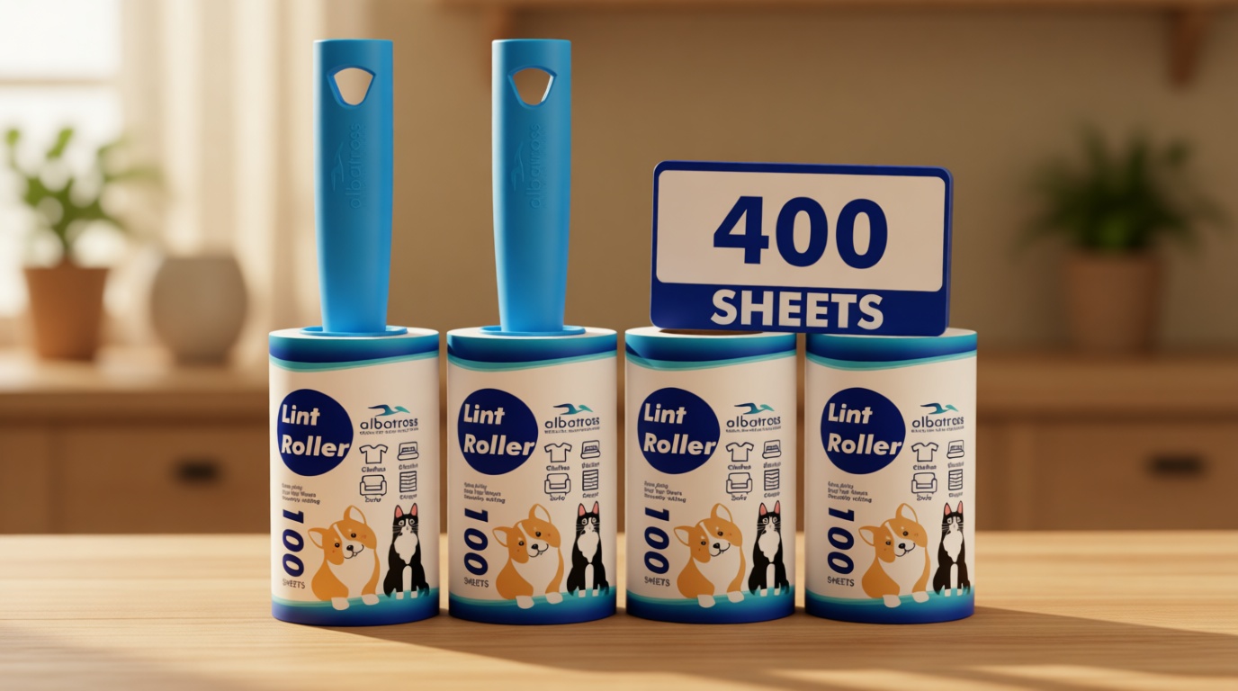 Extra Sticky Lint Roller, Mega Value Set 400 Sheets for Pet Hair Removal, Dog and Cat Lint Remover for Clothes, Furniture, Carpet