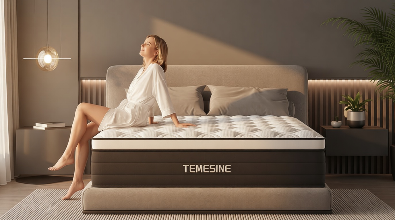 Queen Mattress, 14 Inch Hybrid Mattress in a Box with Individual Pocket Spring, Gel Memory Foam and Euro Top, Medium Firm Feel with Motion Isolation, Pressure Relief, Edge Support,Queen Size Black