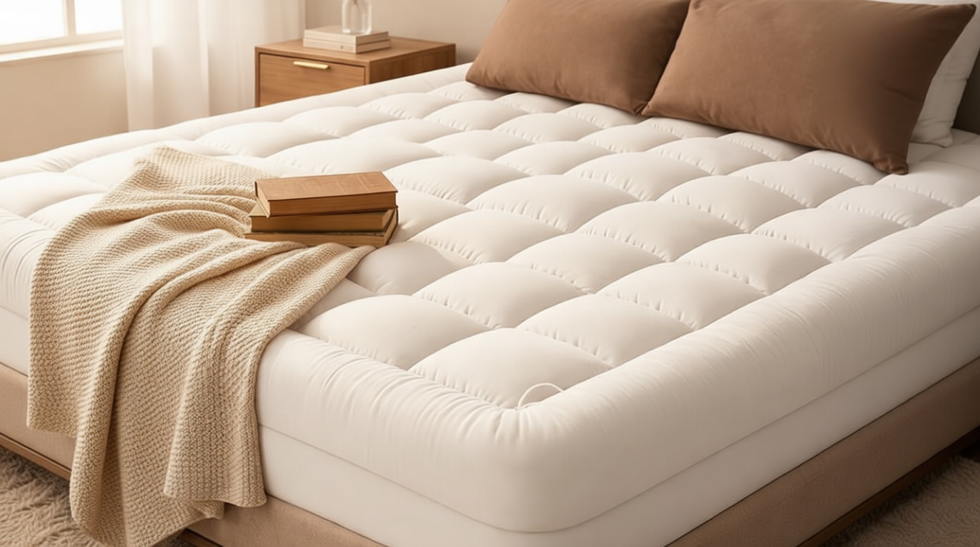 Niagara Sleep Solution Cloud-Like Queen Mattress Topper - 100% Cotton Top Mattress Pad for Back Pain Relief - Breathable & Naturally Cooling for Hot Sleepers, White